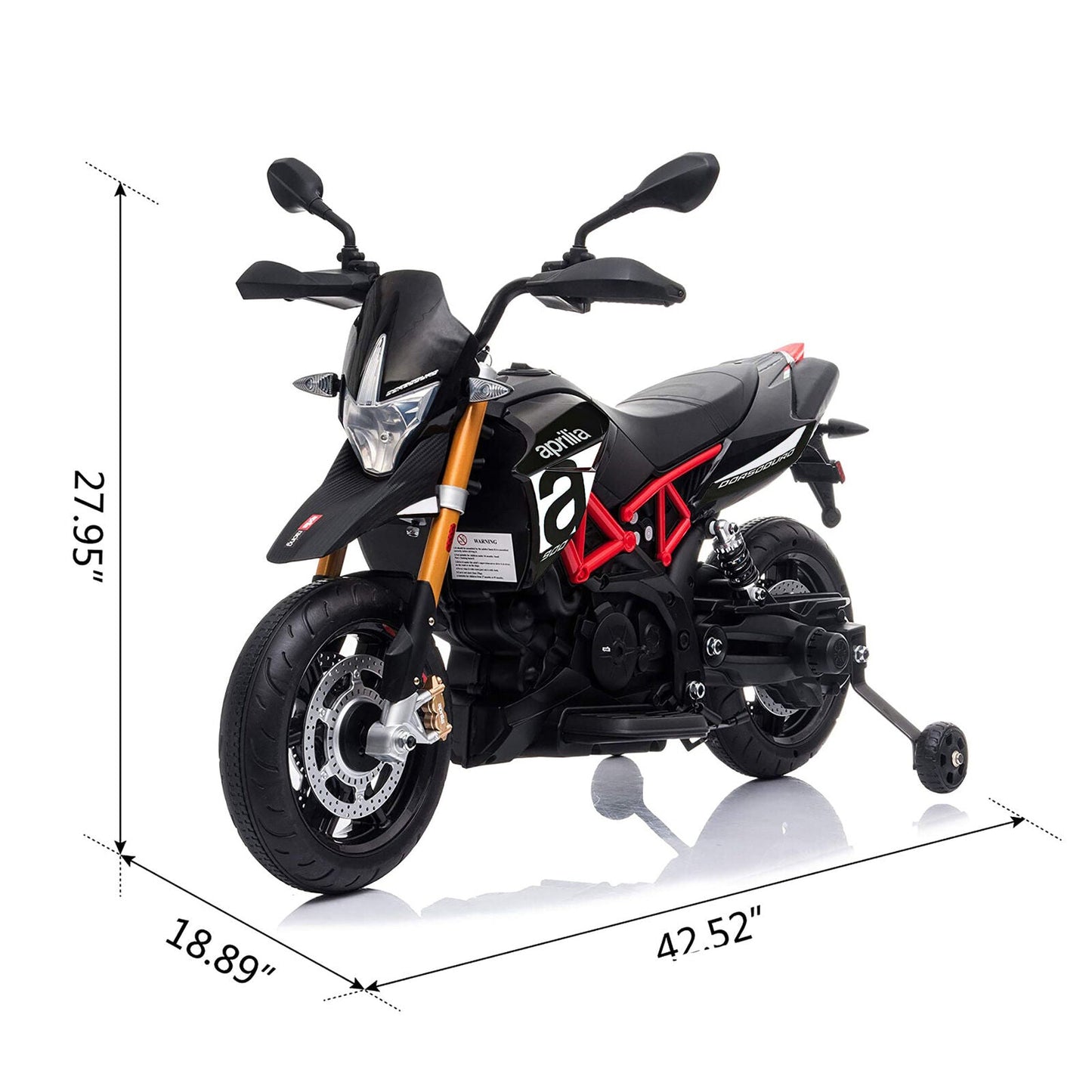 TOBBI Aprilia Motorcycle Ride-On for Kids 3+ Years - Black