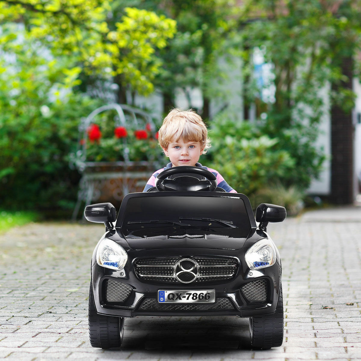 6V Kids Ride On Car with RC Remote Control, Battery Powered Toy with LED Lights
