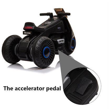 Black 3-Wheel Double Drive Electric Motorcycle for Kids