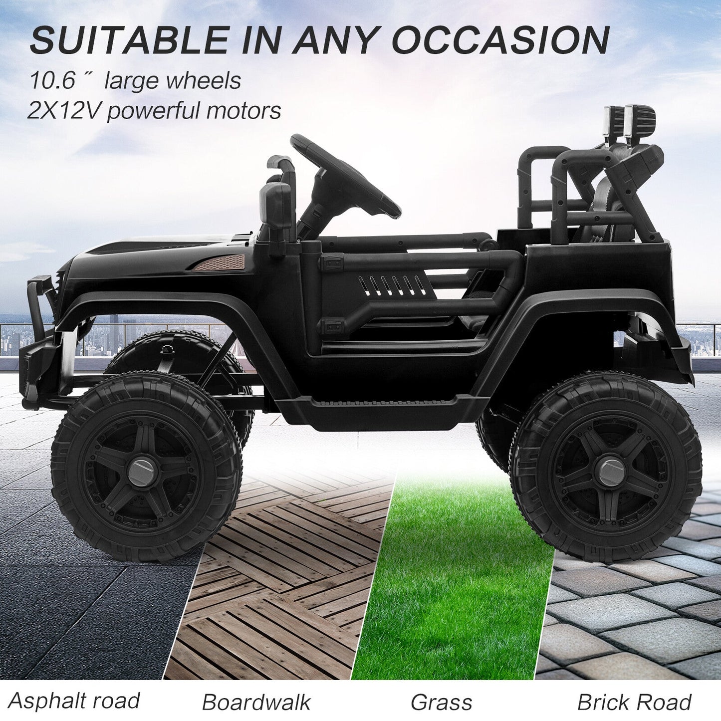 12V Battery-Powered Kids Ride-On Off-Road Truck Toy with Parent Remote Control