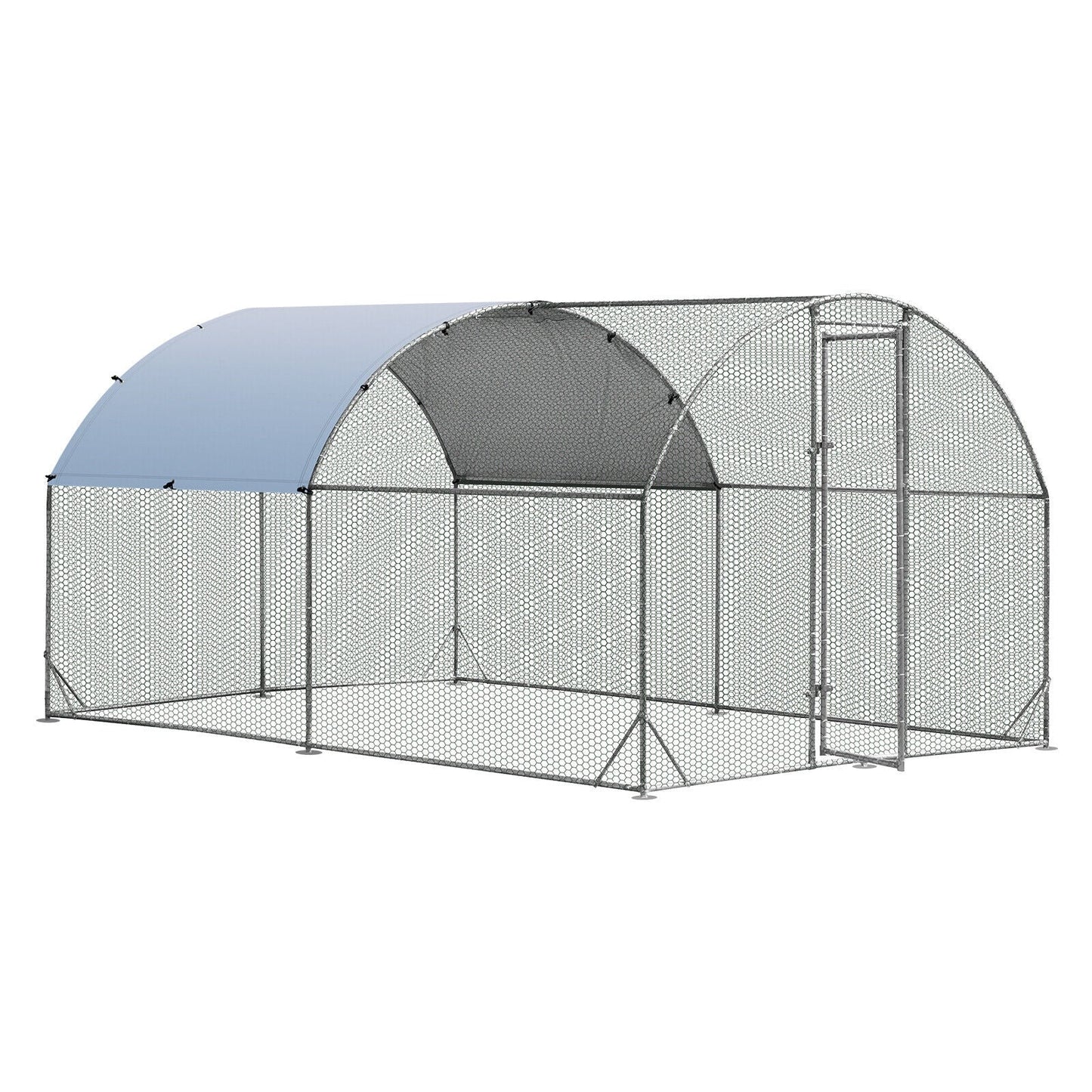 6.2 Feet/12.5 Feet/19 FeetLarge Metal Chicken Coop Outdoor Galvanized Dome Cage with Cover-M