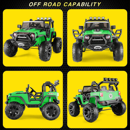 400W 2-Seater Electric Ride-On Jeep for Kids with LED Lights and Remote Control