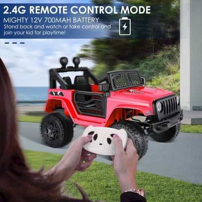 Electric Kids Ride-On Jeep Car with 12V/24V Power Wheels, Music, and Remote Control