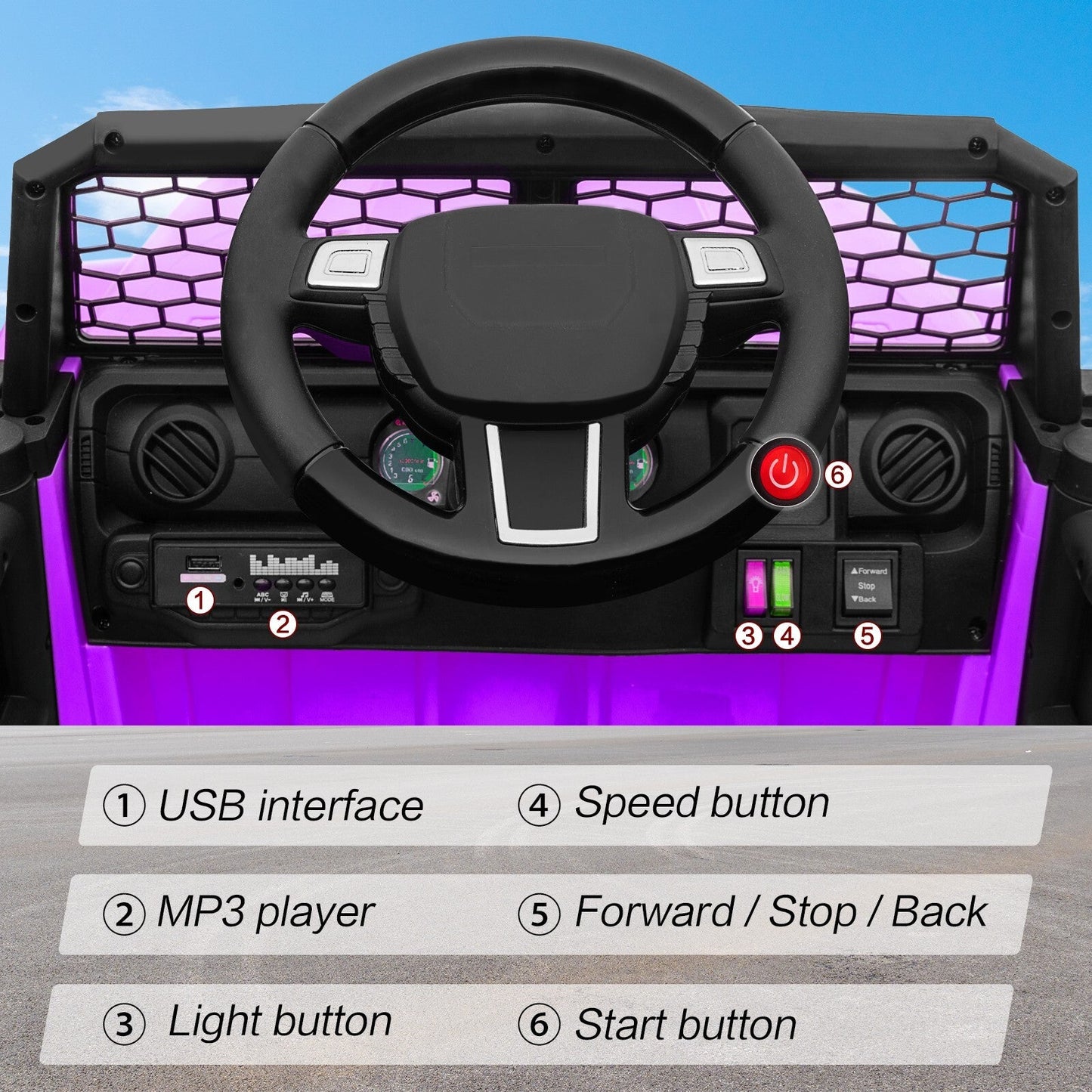 12V Kids Ride-On Truck with Power Wheels, LED Lights, and Parental Remote Control