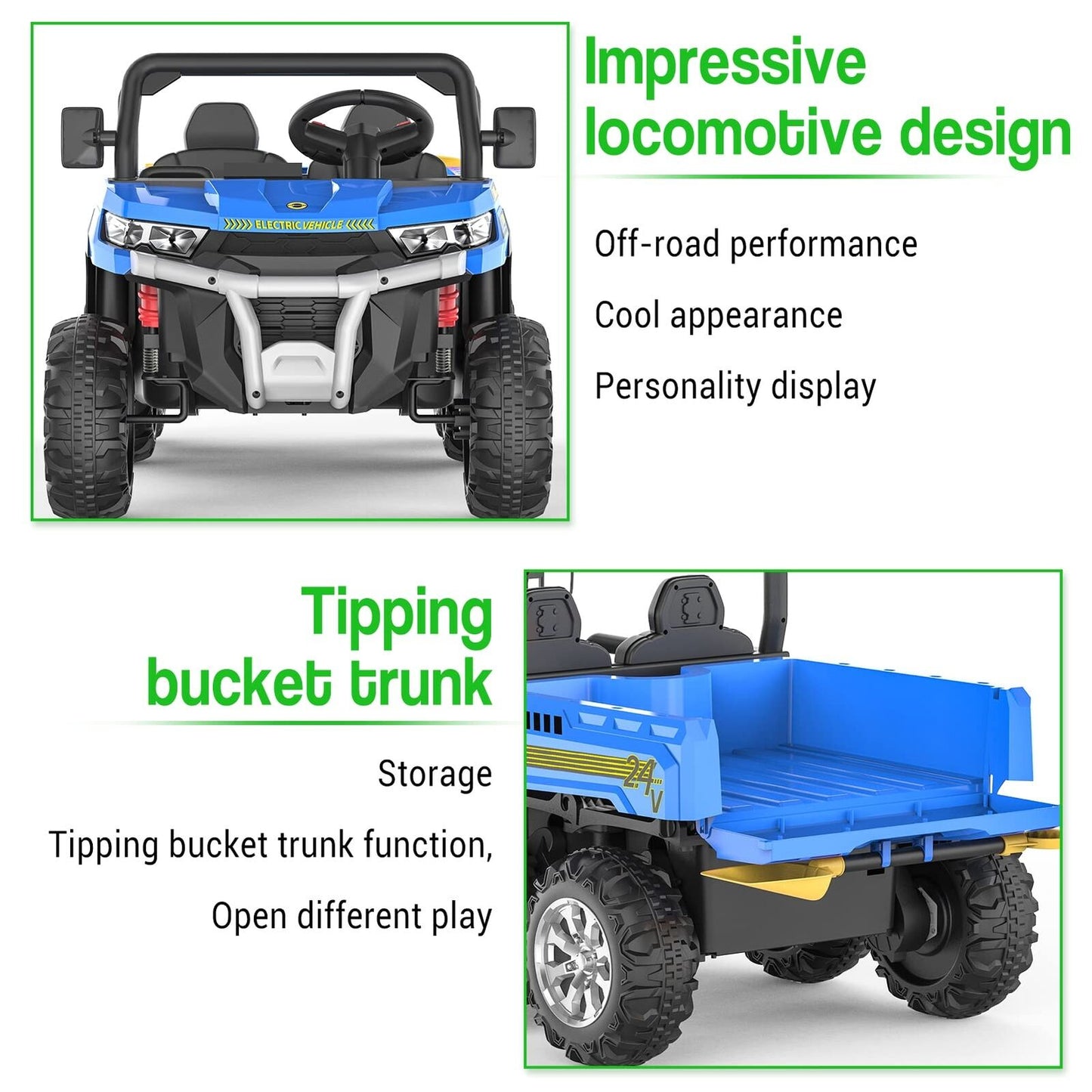 Electric 3-Speed Kids Ride-On Truck with Remote Control - Perfect Gift for US Children (24V)