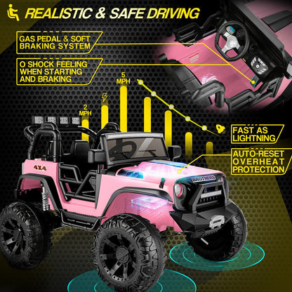 Electric 2-Seater Kids Jeep with 400W Motor, LED Lights, and 24V Battery