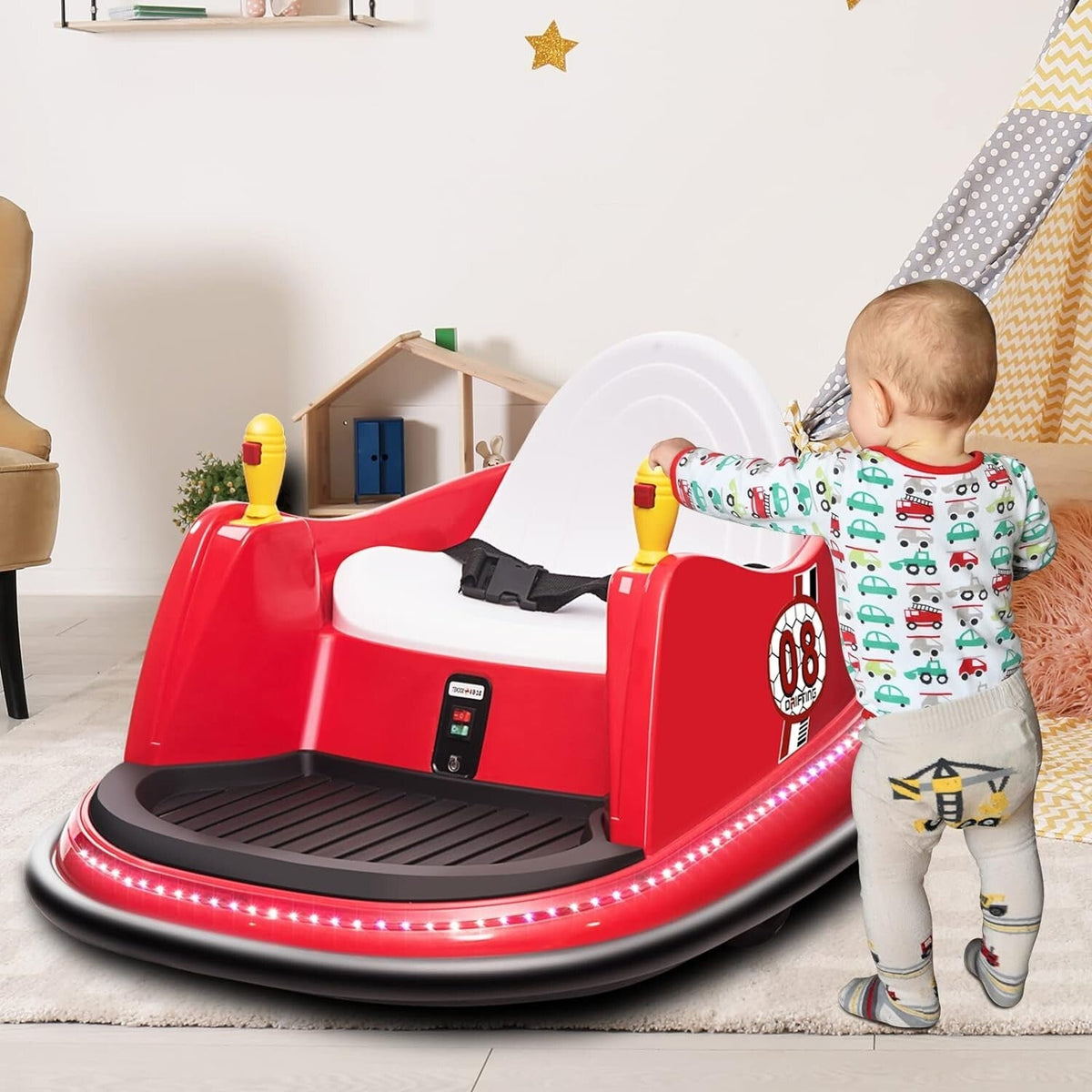 6V Electric Kids Ride-On Bumper Car with 360° Spin and Remote Control - Red Toddler Toy