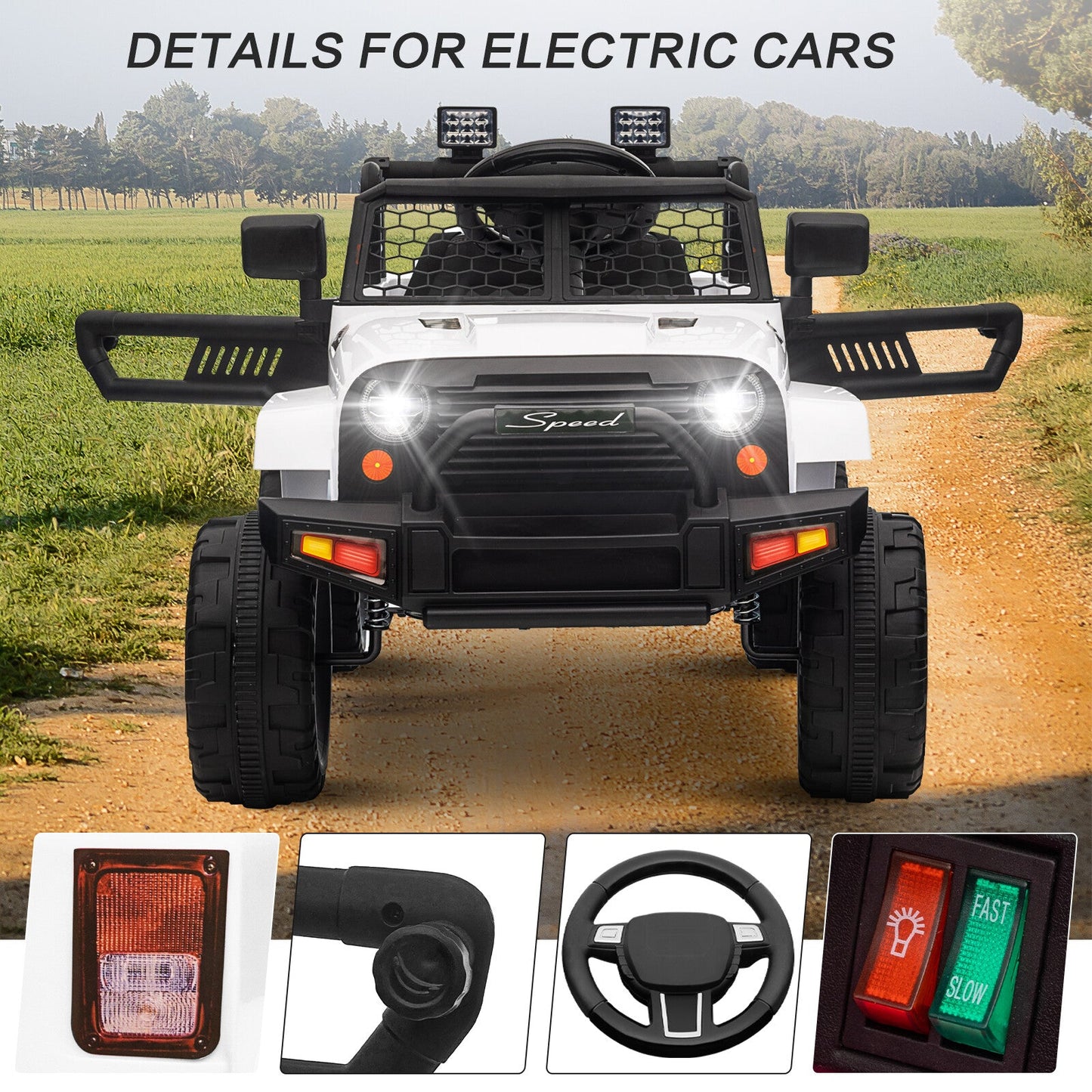 12V Kids Ride-On Truck with Remote Control, Power Wheels, and LED Lights
