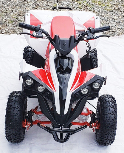 MotoTec E-Bully 36V 1000W Children's Electric ATV Quad Bike Off-Road Ride-On in White and Red