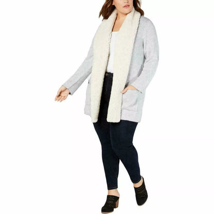 Style & Co. Womens plus Drapey Pocket Sweatercoat