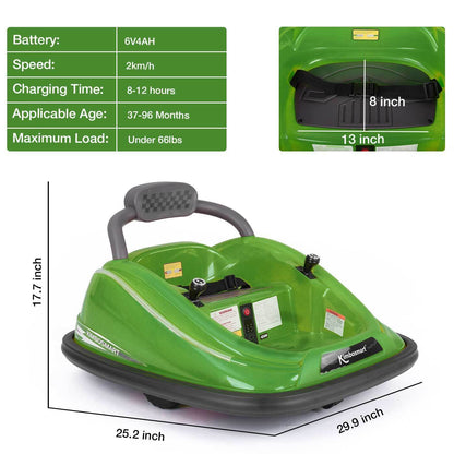 Kimbosmart Electric Bumper Car for Kids - Remote Controlled 360° Spin Ride-On