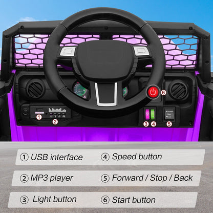 12V Kids Ride-On Truck with Remote Control, Power Wheels, and LED Lights