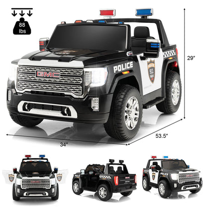 Kids Ride On Police Car with Seat Belts and Door Locks - 12V Electric Toy Vehicle