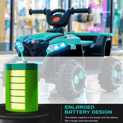 Electric ATV Ride-On Car with MP3 Player and LED Lights - 6V Battery Powered, 4-Wheeled Beach Cruiser