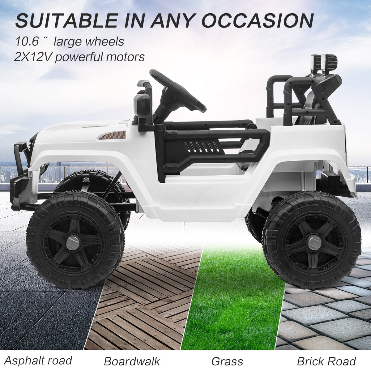 12V Kids Ride-On Truck with Remote Control, Power Wheels, and LED Lights
