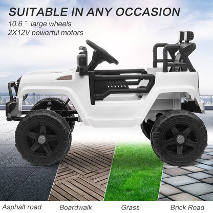 12V Kids Ride-On Truck with Remote Control, Power Wheels, and LED Lights
