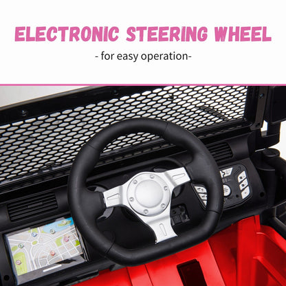 12V Battery Powered Electric Ride On Car for Kids with 2 Seats - Red, 8.4