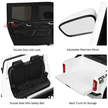 Police Car Ride-On Toy for Kids - 2 Seater Licensed Mercedes Benz X Class RC Trunk