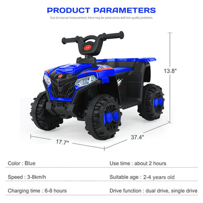 Electric ATV Ride-On Car with MP3 Player and LED Lights - 6V Battery Powered, 4-Wheeled Beach Cruiser