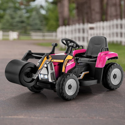 12V Electric Tractor for Kids with Remote Control, LED Lights, and Music - Pink