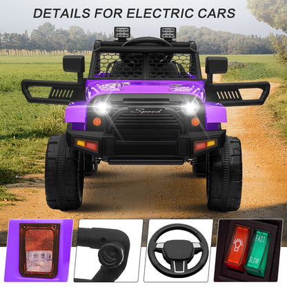 12V Kids Ride-On Power Wheels Remote Control Truck Vehicle Purple