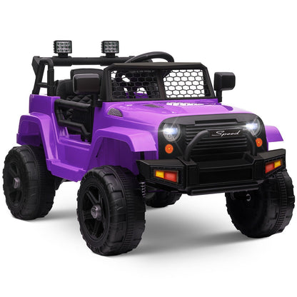 12V Kids Ride-On Truck with Power Wheels, LED Lights, and Parental Remote Control