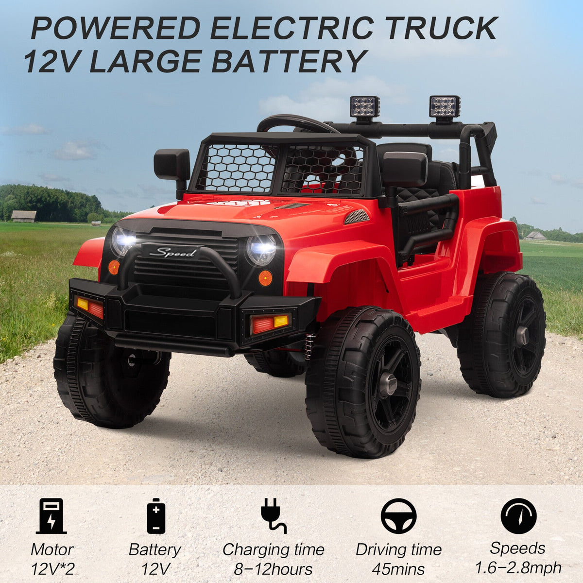 12V Battery-Powered Kids Ride-On Off-Road Truck Toy with Parent Remote Control
