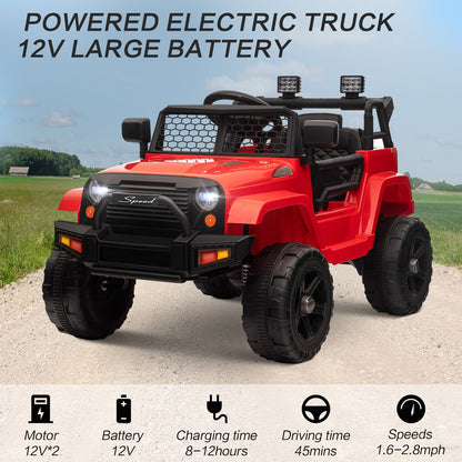 12V Battery-Powered Kids Ride-On Off-Road Truck Toy with Parent Remote Control