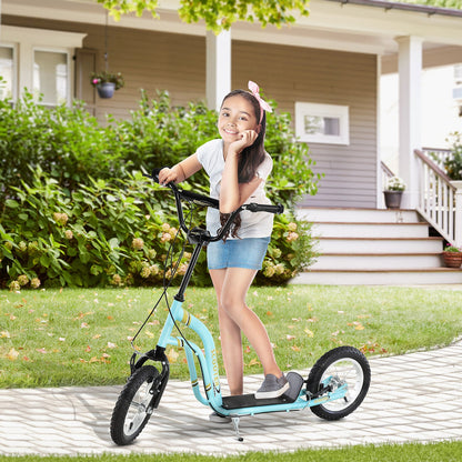 Youth Scooter with Dual Front and Rear Caliper Brakes and 12-Inch Inflatable Front Wheel