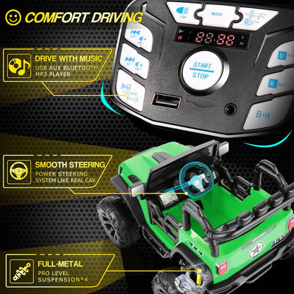 400W 2-Seater Electric Ride-On Jeep for Kids with LED Lights and Remote Control