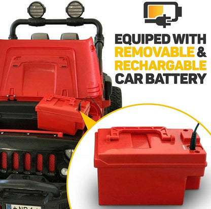 2023 12V Children's Jeep Dual-Seater Ride On Kids Vehicle Truck with Remote Control, 3 Gears, Melodies.