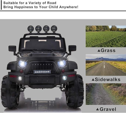 12V Electric Ride-On Pickup Truck for Kids with 3 Speeds and Remote Control, Black