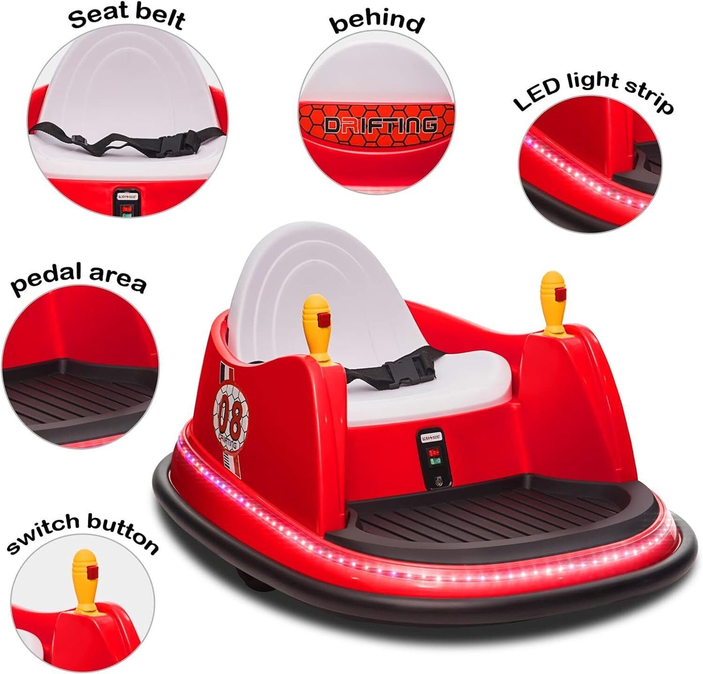 6V Electric Ride-On Bumper Car with Remote Control for Kids and Toddlers