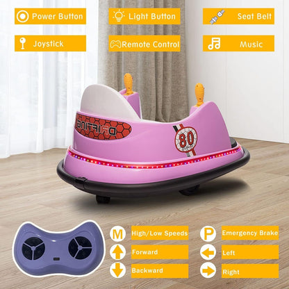 6V Electric Ride-On Bumper Car with Remote Control for Kids and Toddlers
