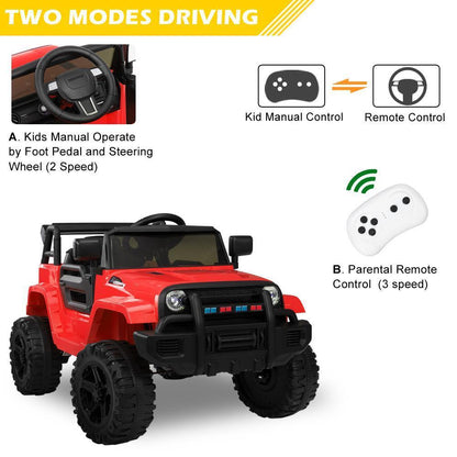12V Kids Ride On Car Truck Toy with Remote Control, Lights, Music, and Safety Features
