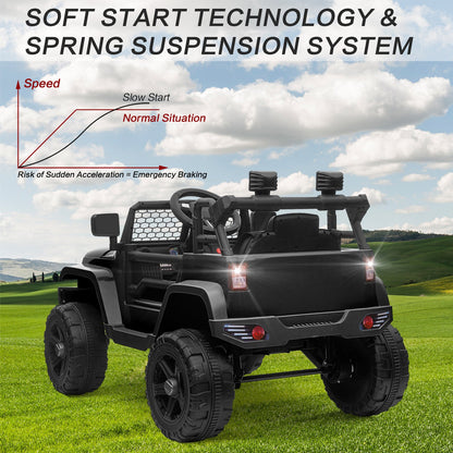12V Kids Ride-On Truck with Remote Control, Power Wheels, and LED Lights