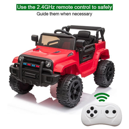 Electric 12V Red Kids Ride-On Truck with 2.4G Remote Control and 3 Speed Modes