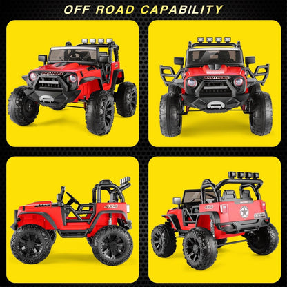 2-Seater 24V Electric Ride-On Truck with MP3 Player and LED Lights for Kids, Remote Control Included