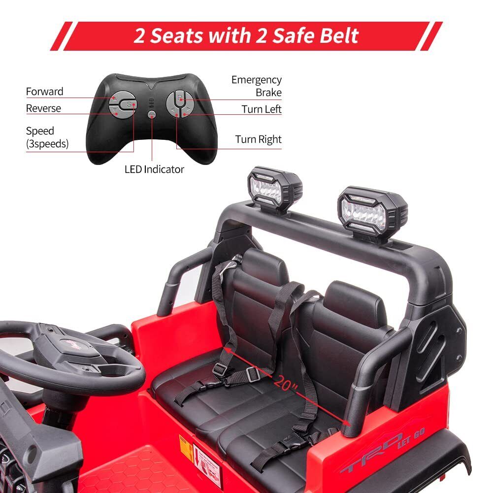 Large Seat 2-Seater Ride-On Truck for Kids with Remote Control - Red Color, 24V