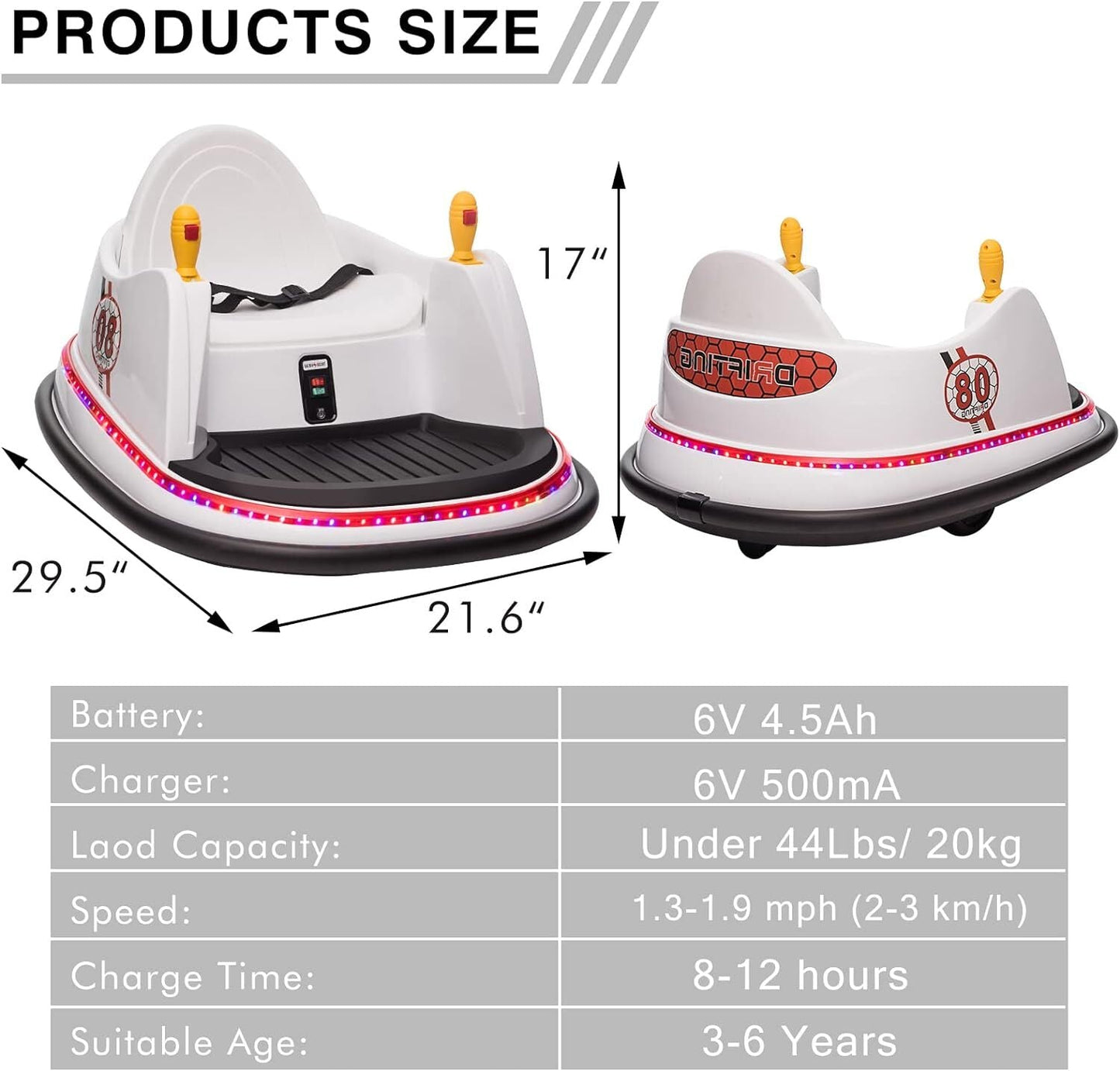 6V Electric Ride-On Bumper Car with Remote Control for Kids and Toddlers