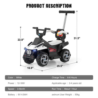 Electric ATV 4-Wheeler Quad Car Toy for Kids with LED Headlights