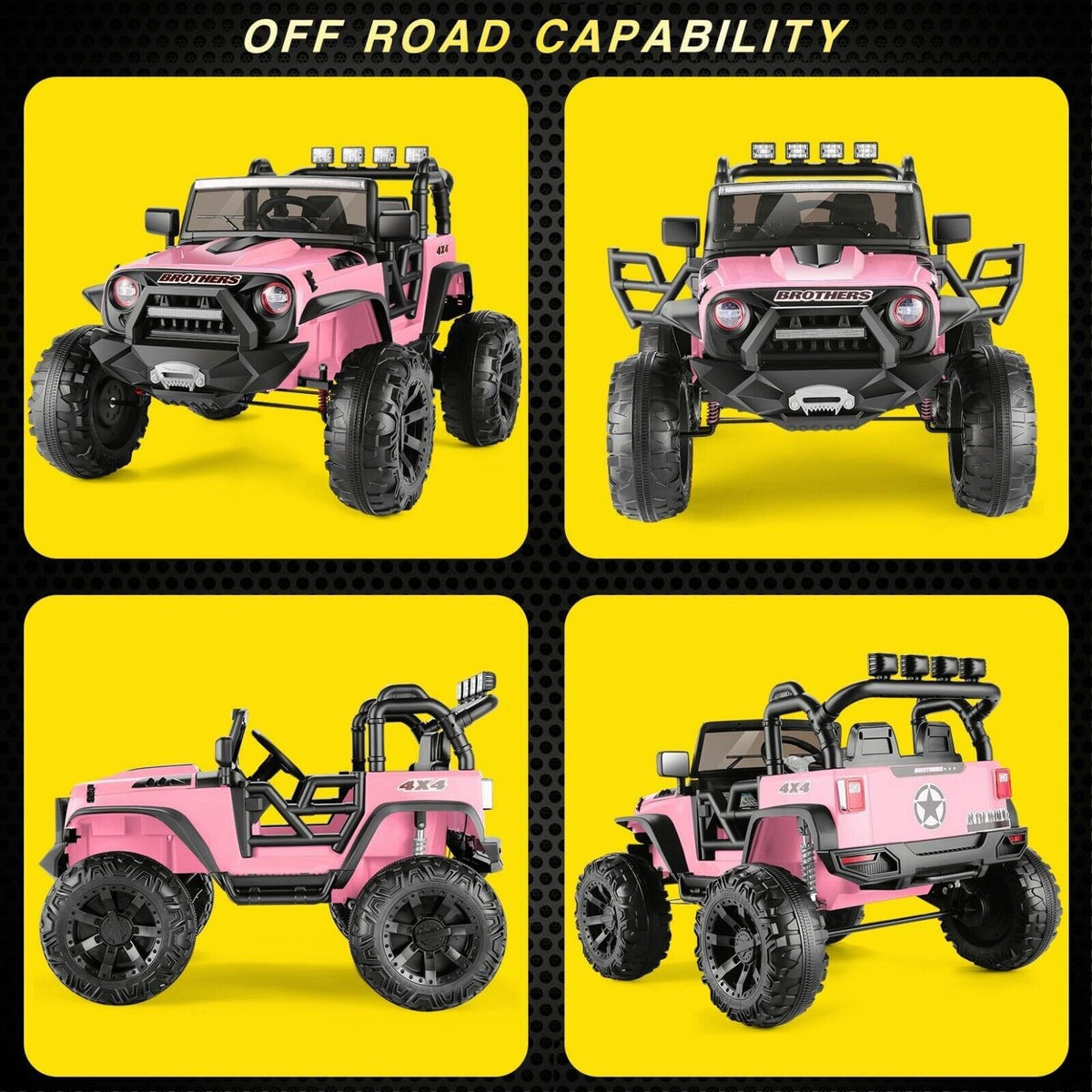12V/24V Kids Ride-On Truck Car Jeep with LED Lights & Remote Control - 2 Sizes Available