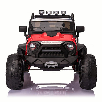 2 Seater 24V Kids Ride On Truck with Remote Control, LED Lights, and 3 Speeds - 2x200W Power