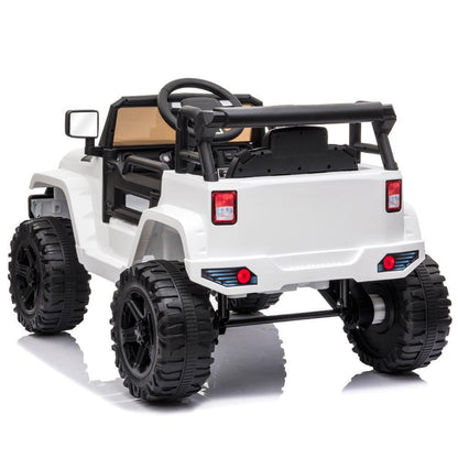 White 12V Electric Ride On Car for Kids with Music and Remote Control - 4 Wheels Fun Toy