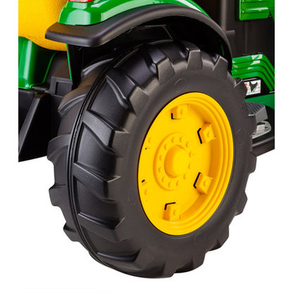 Adjustable Seat 12V Battery-Powered Ride-On Ground Loader with Flip-up Armrests