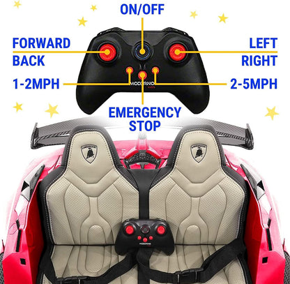 Lamborghini Aventador Kids Car - Two Seater Ride-On Vehicle with Remote Control