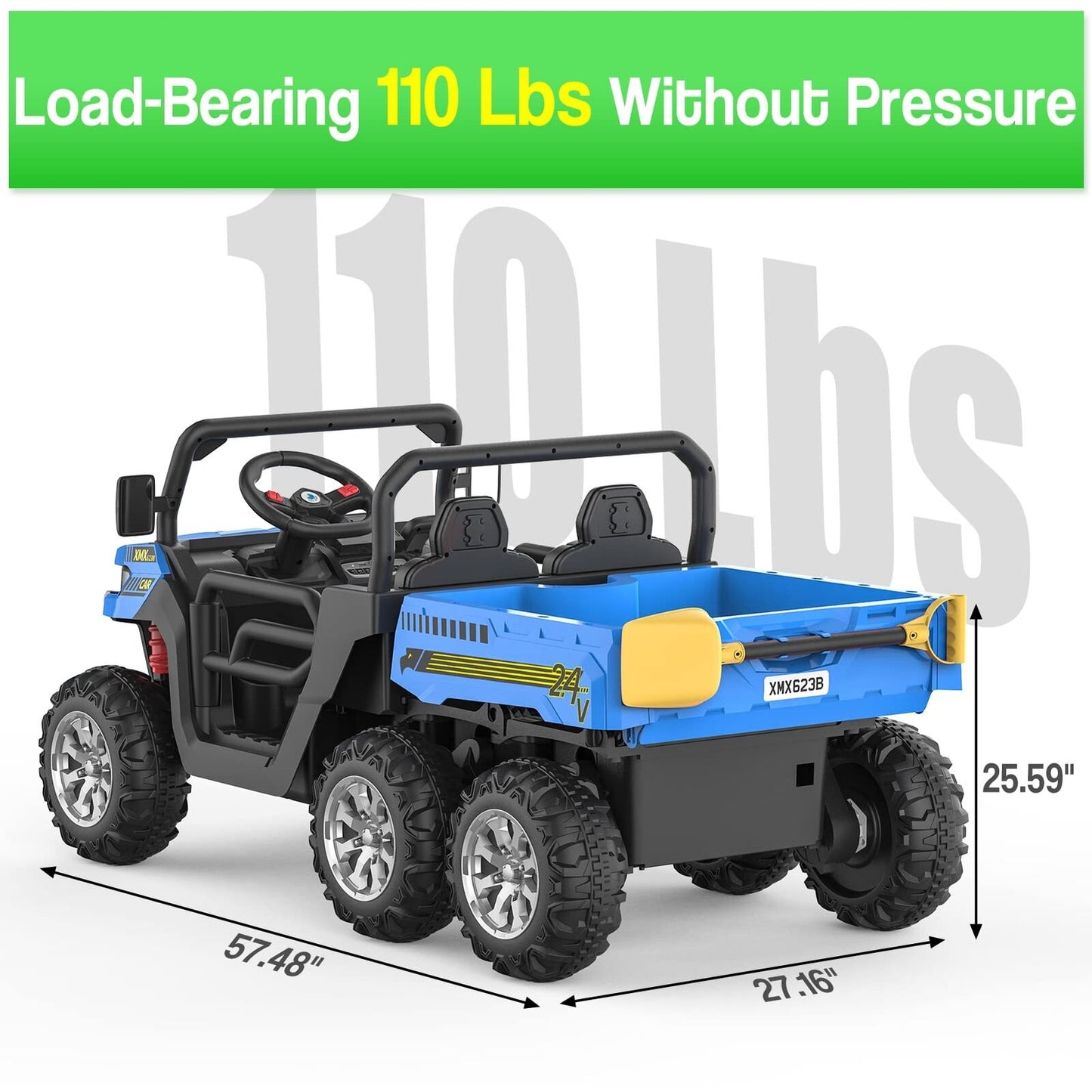 Electric 3-Speed Kids Ride-On Truck with Remote Control - Perfect Gift for US Children (24V)