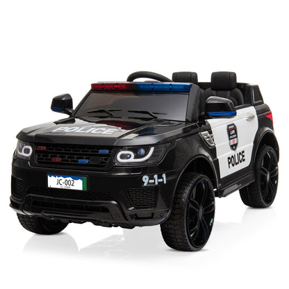 12V Children's Police Ride-On Vehicle with Electric Power, 2.4G Remote Control, and Flashing LED Lights