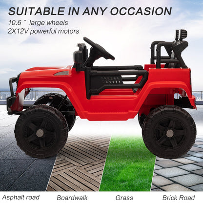 12V Kids Ride-On Truck with Remote Control, Power Wheels, and LED Lights