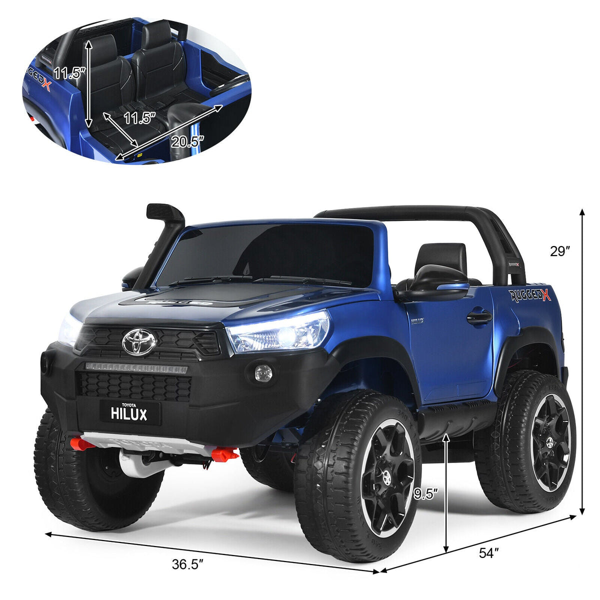 2-Seater Licensed Toyota Hilux Ride On Truck Car with Remote Control - Blue